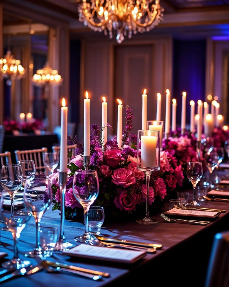Luxury gala dinner with cascading florals